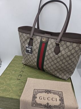 Gucci Ophidia GG Large Tote Bag, Auth W/COA. Full Inclusions..